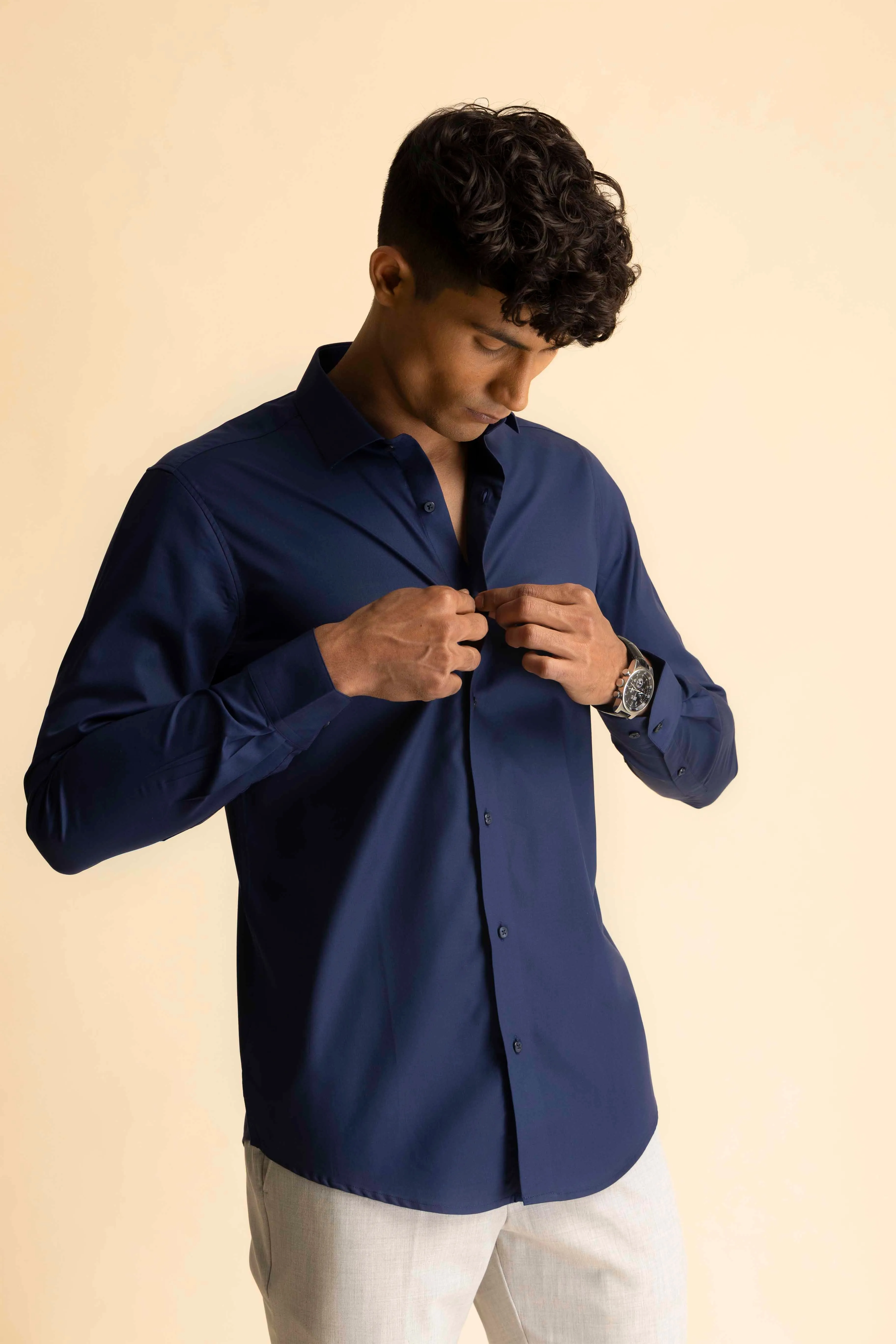 Navy Sateen Shirt