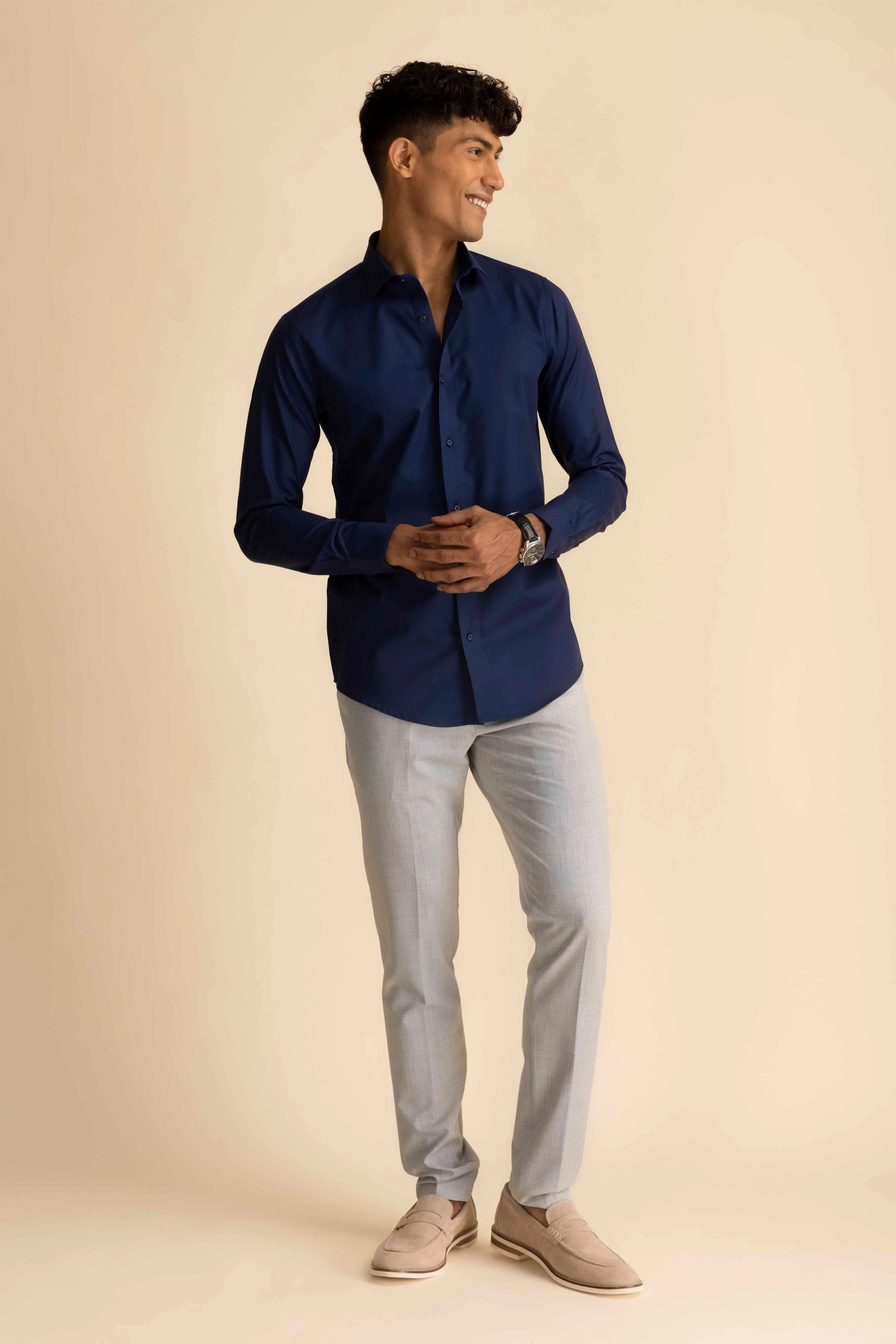 Navy Sateen Shirt