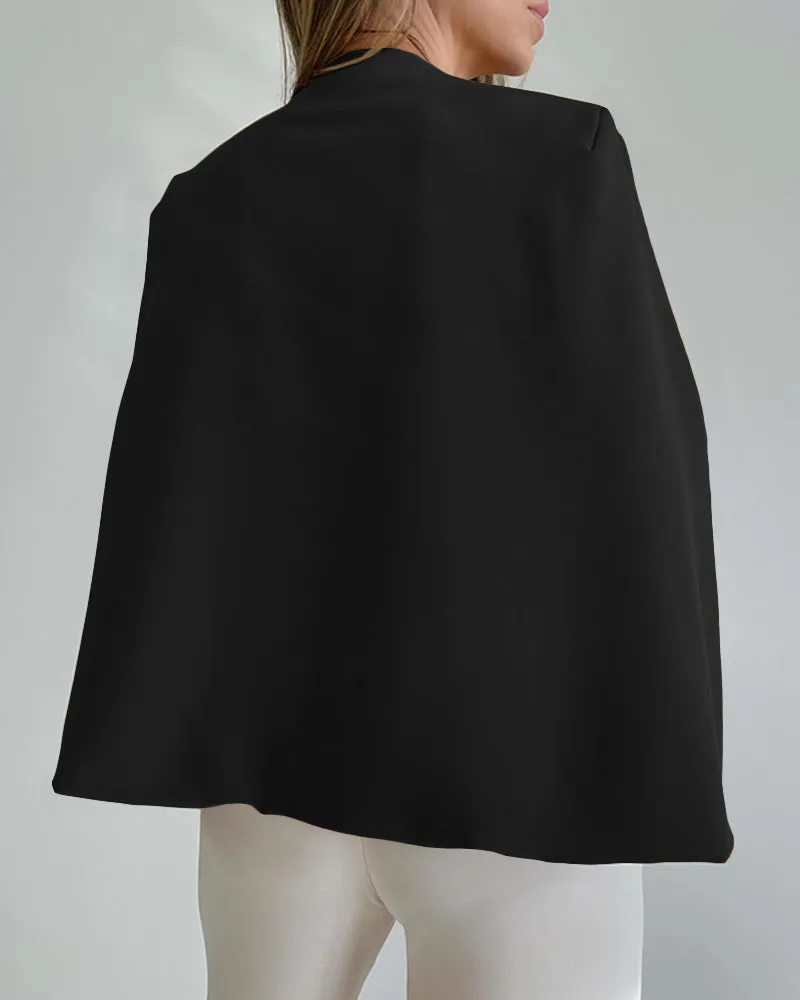 Open Front Shoulder Padded Cape Blazer Coat