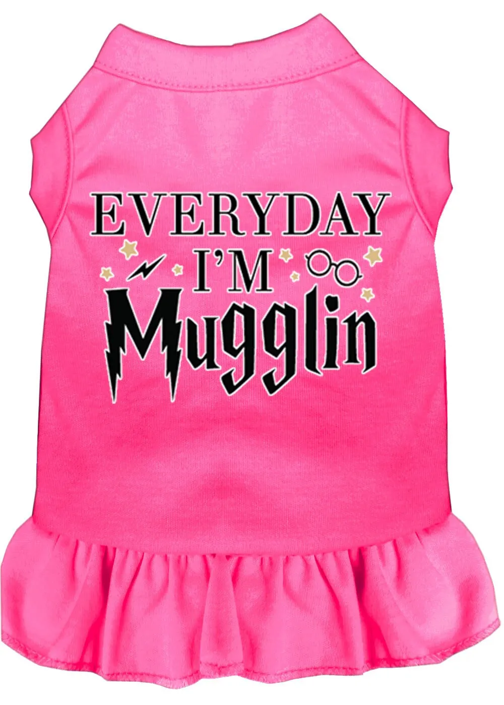 Pet Dog & Cat Dress Screen Printed, "Everyday I'm Mugglin"