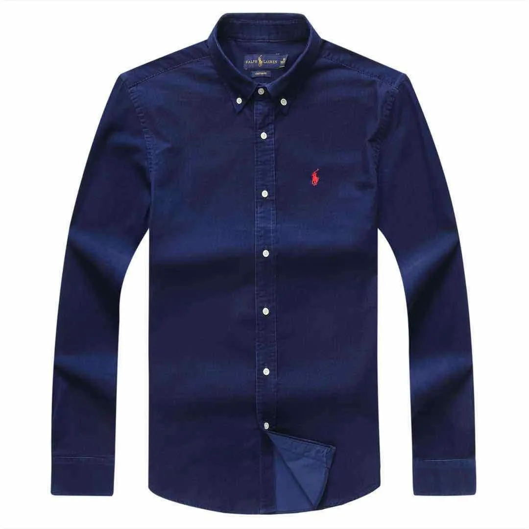 PRL Custom Fit Oxford NavyBlue Cotton Shirt