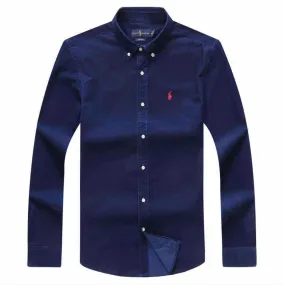 PRL Custom Fit Oxford NavyBlue Cotton Shirt