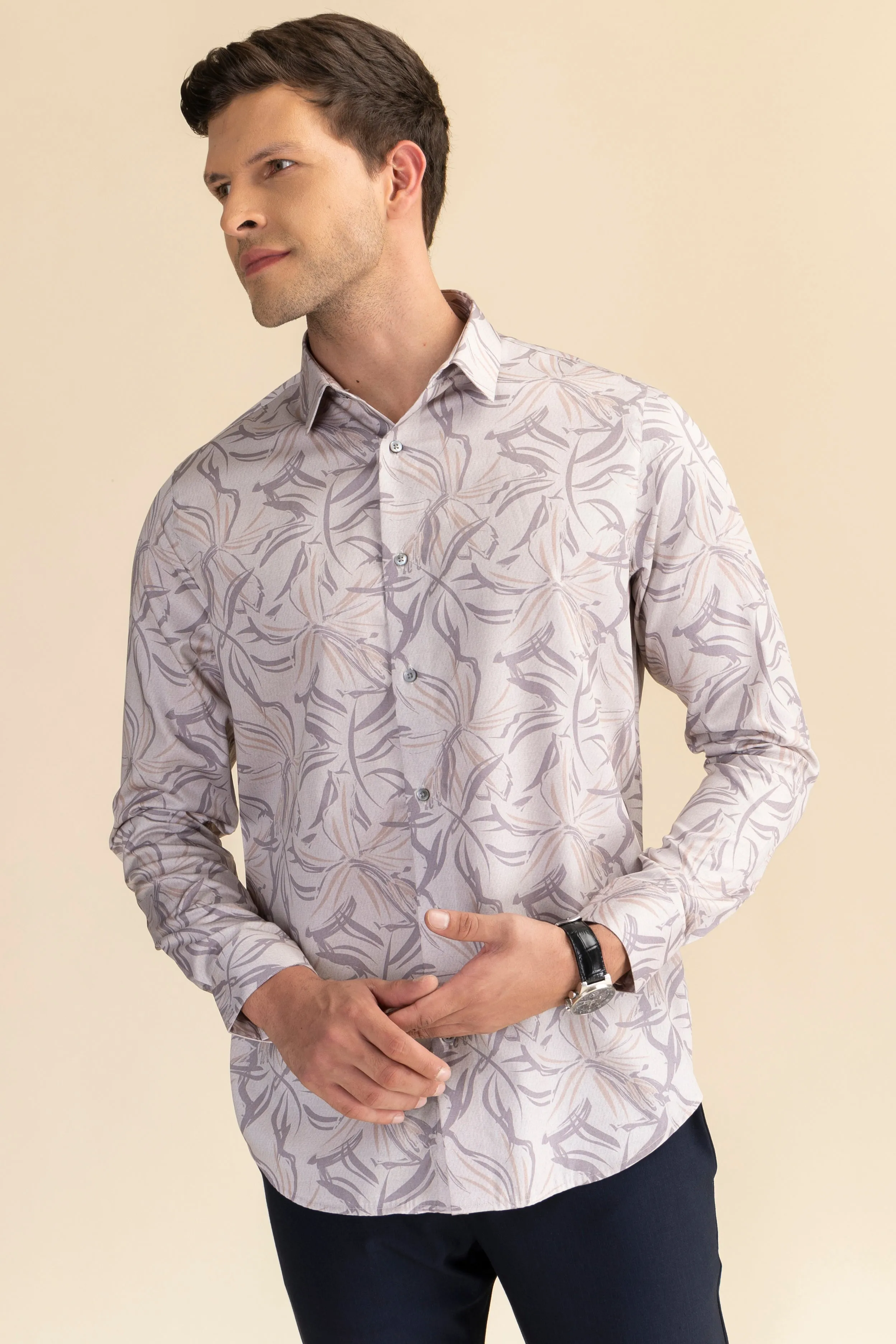 Purple abstract casual shirt EOSS