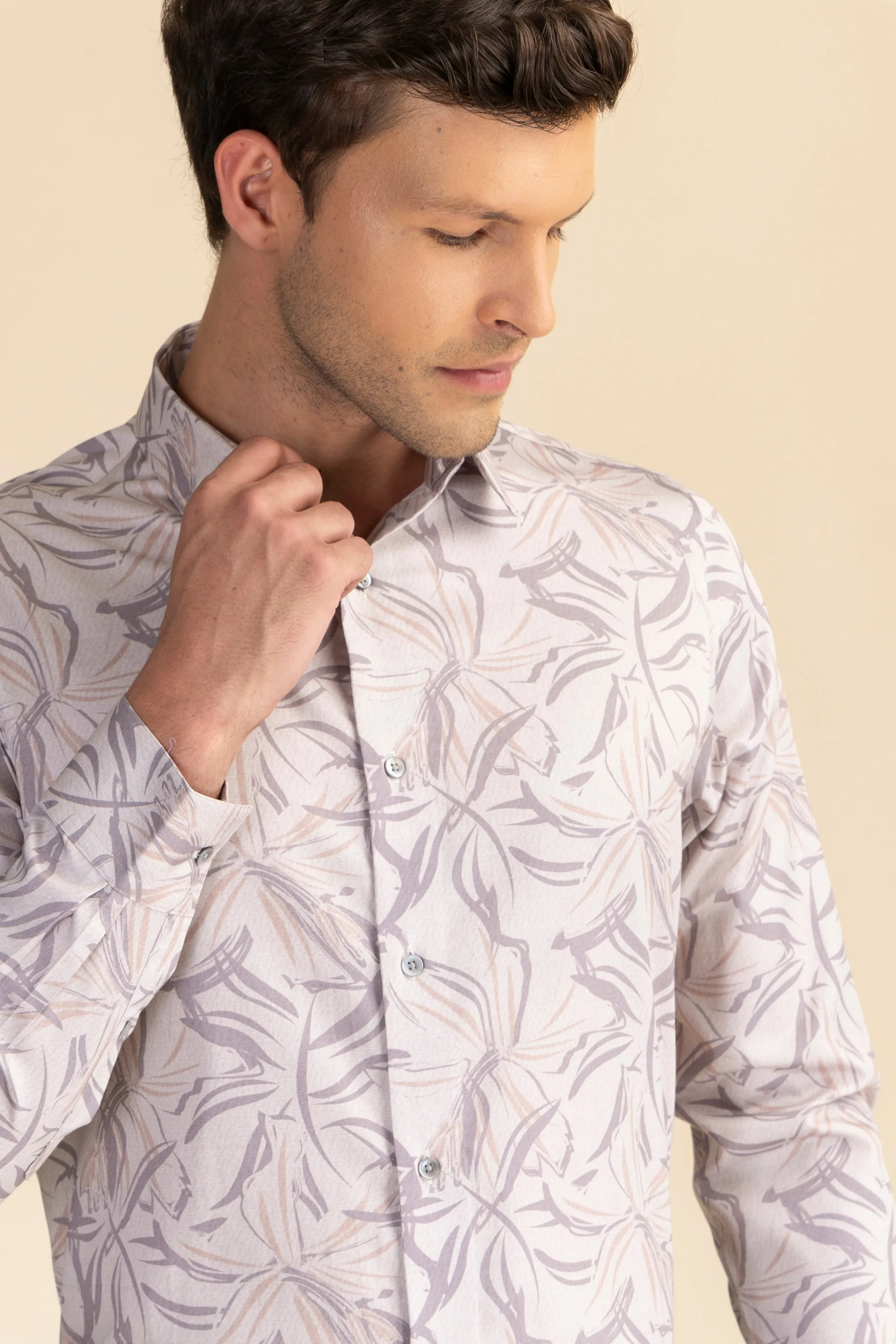 Purple abstract casual shirt EOSS