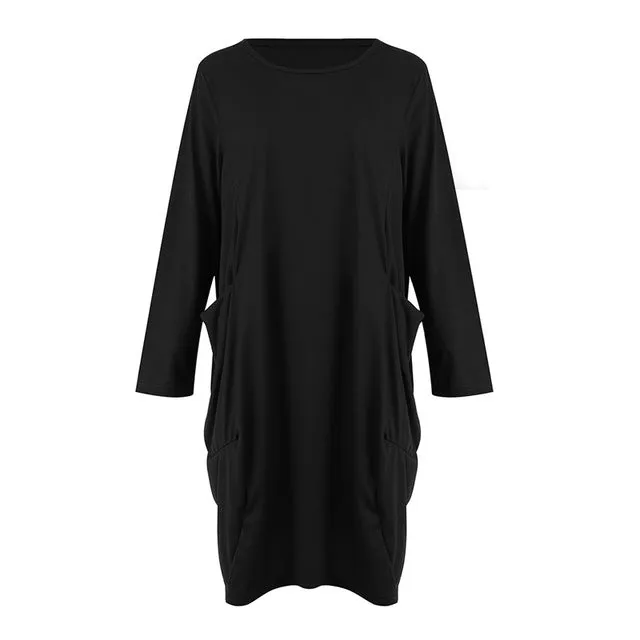 Too Comfy Loose Shirt Dress (Curvy Sizes)