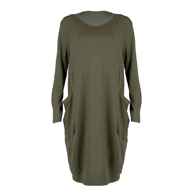 Too Comfy Loose Shirt Dress (Curvy Sizes)