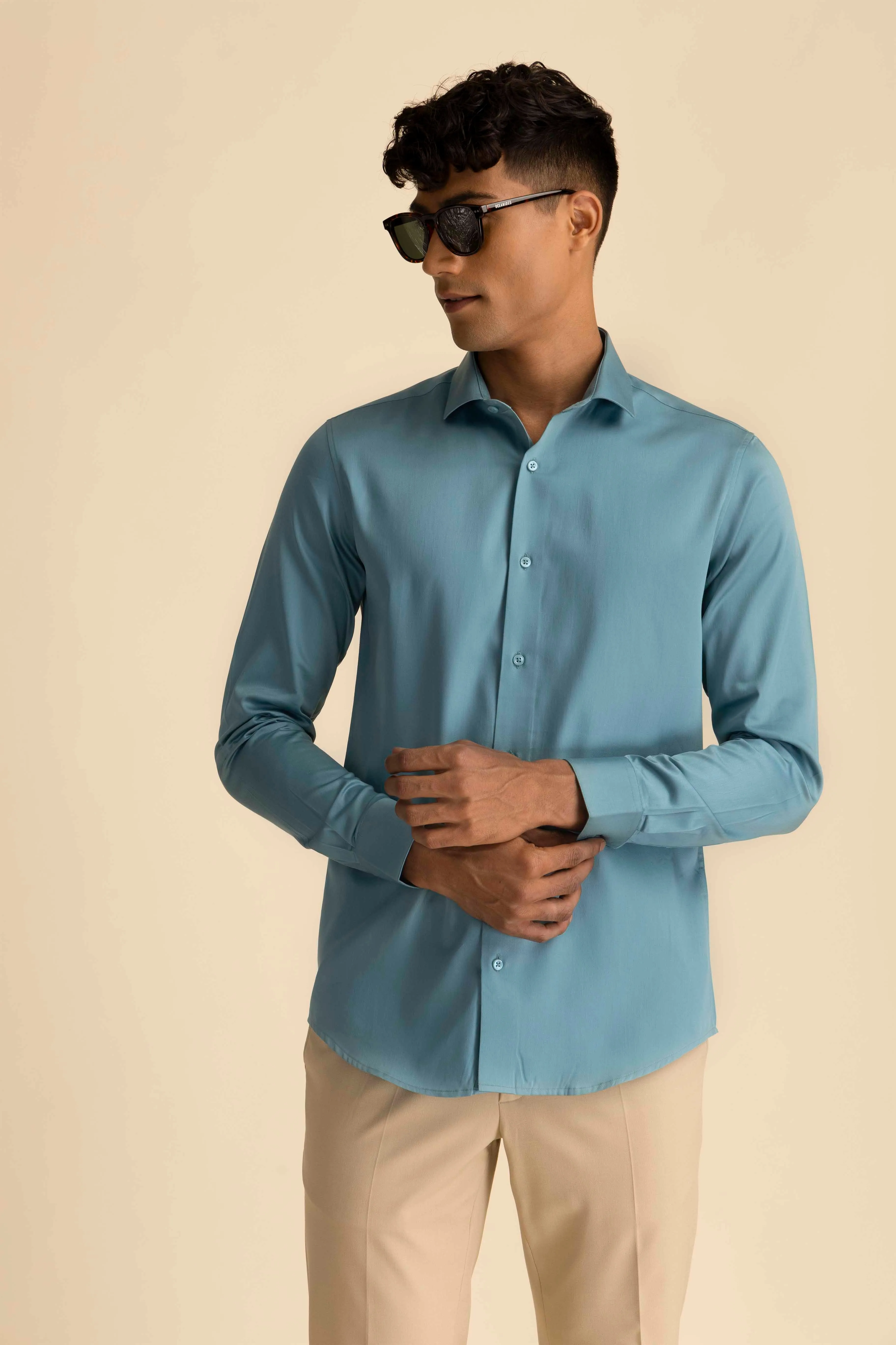 Turquoise Sateen Shirt