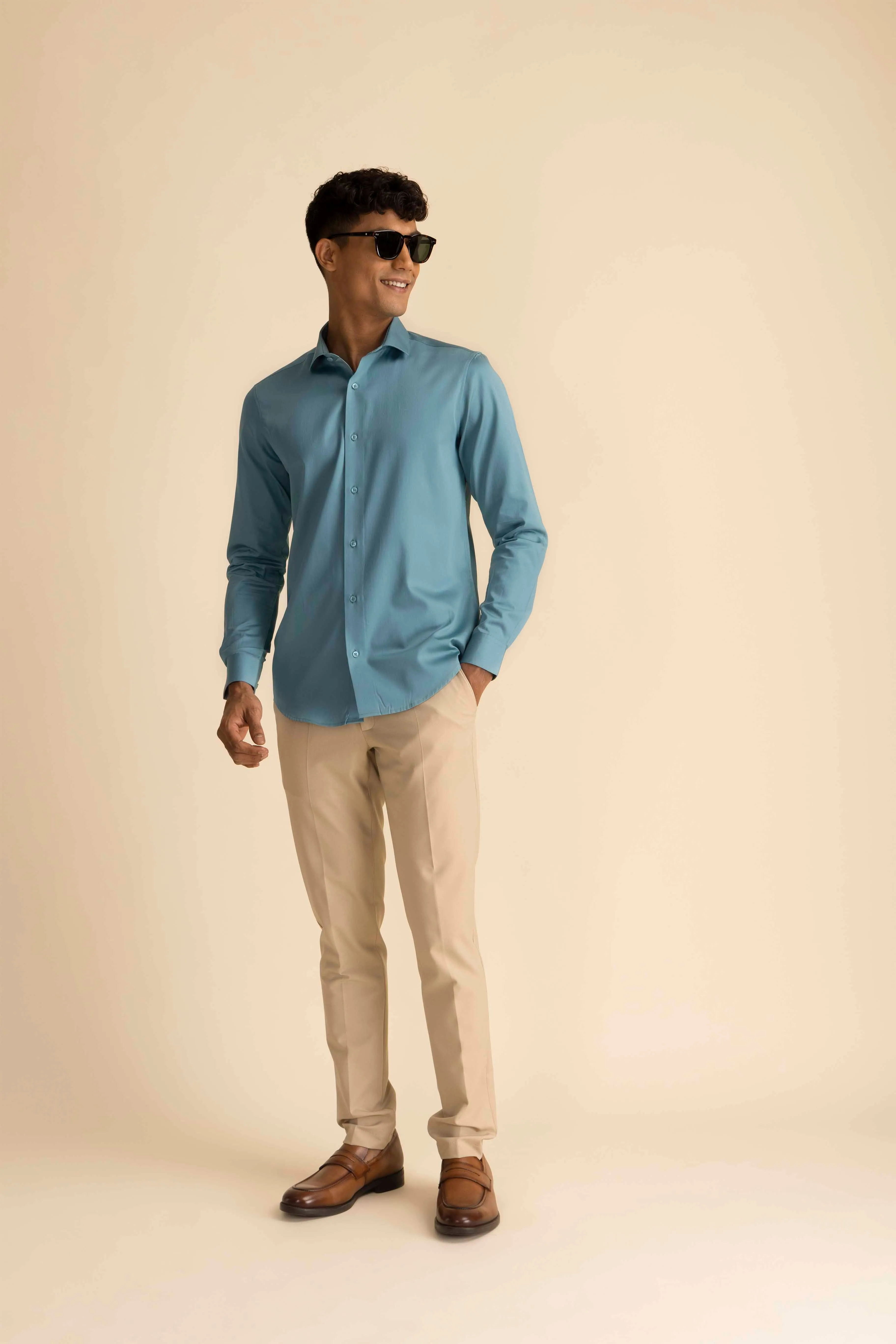 Turquoise Sateen Shirt