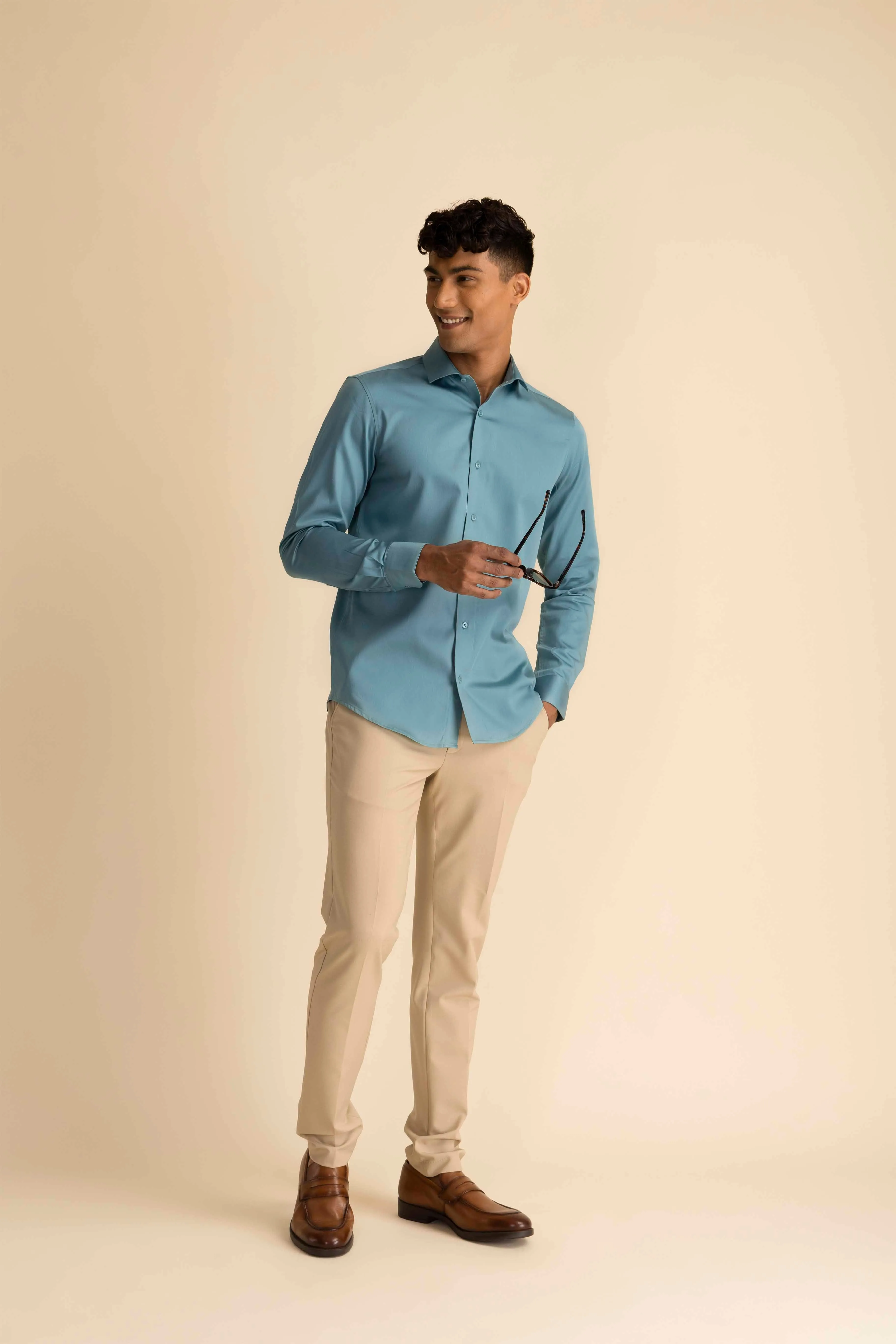 Turquoise Sateen Shirt