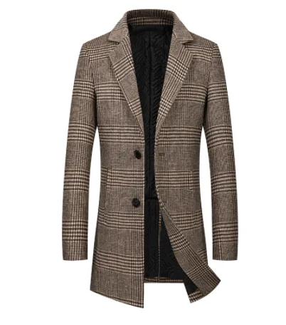 Urban Chic Elevated: ENETRENDS Trench Coat Plaid Elegance in Sustainable Wool