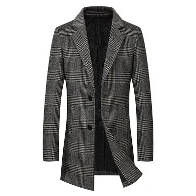 Urban Chic Elevated: ENETRENDS Trench Coat Plaid Elegance in Sustainable Wool