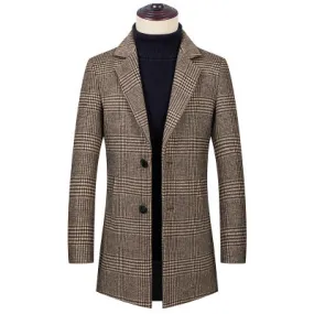 Urban Chic Elevated: ENETRENDS Trench Coat Plaid Elegance in Sustainable Wool