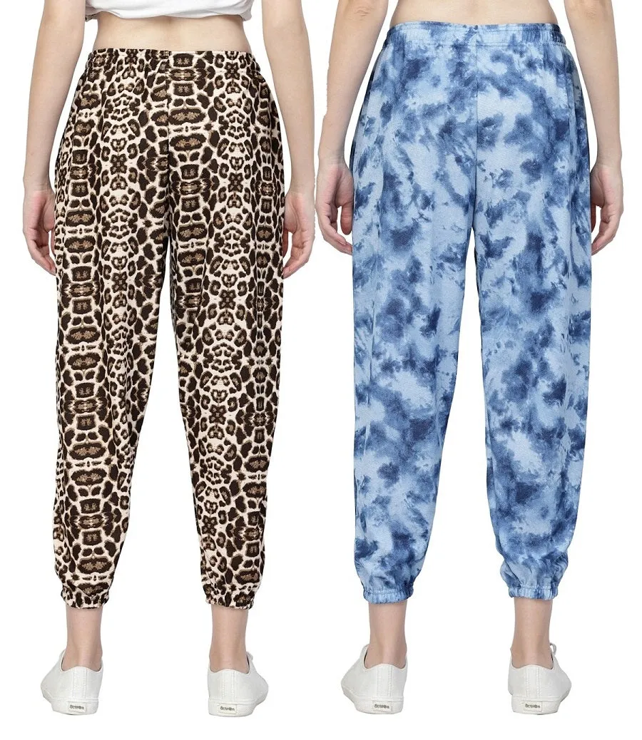 UZARUS Printed Joggers Trackpant Night Dress Lounge Wear Printed Pyjama/Pyjami for Women and Girls Combo - (Pack of 2)