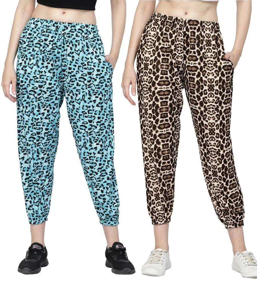 UZARUS Printed Joggers Trackpant Night Dress Lounge Wear Printed Pyjama/Pyjami for Women and Girls Combo - (Pack of 2)