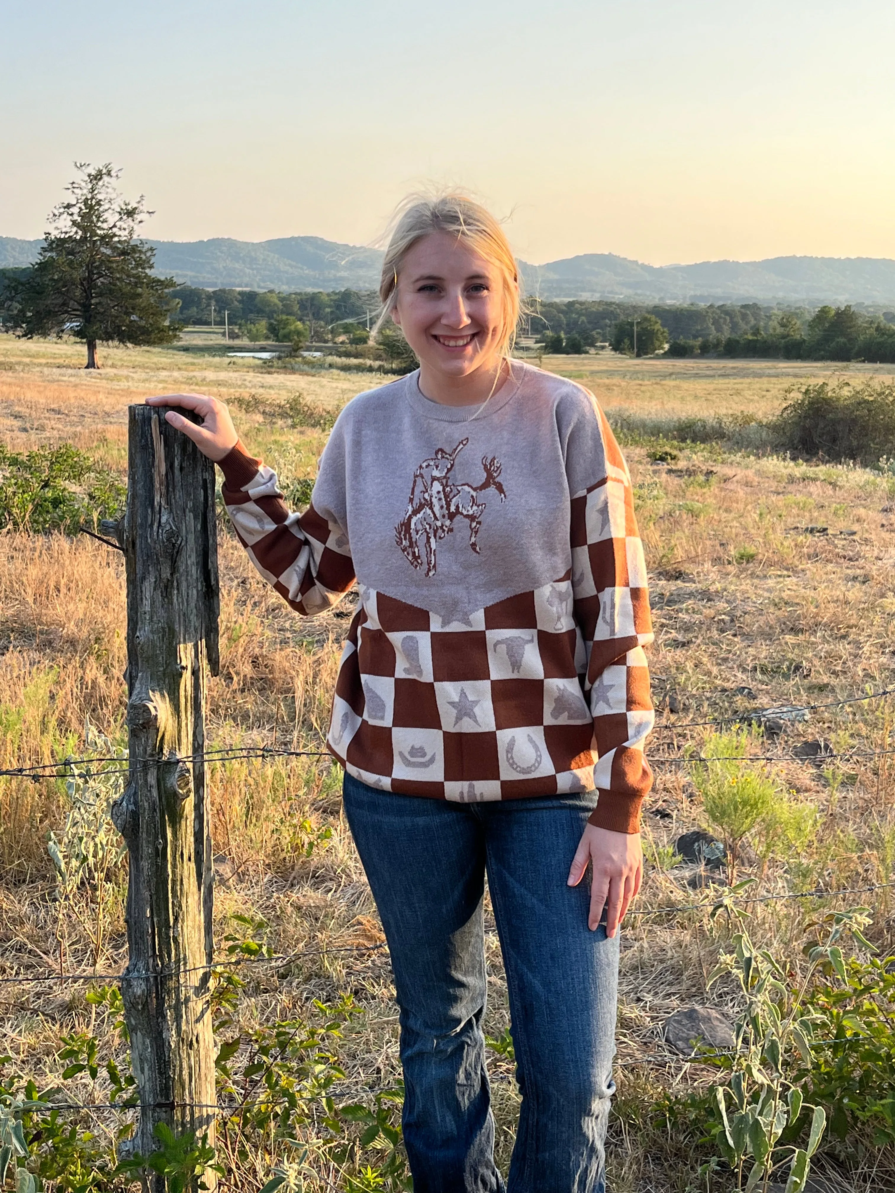 Western Checkmate Sweater