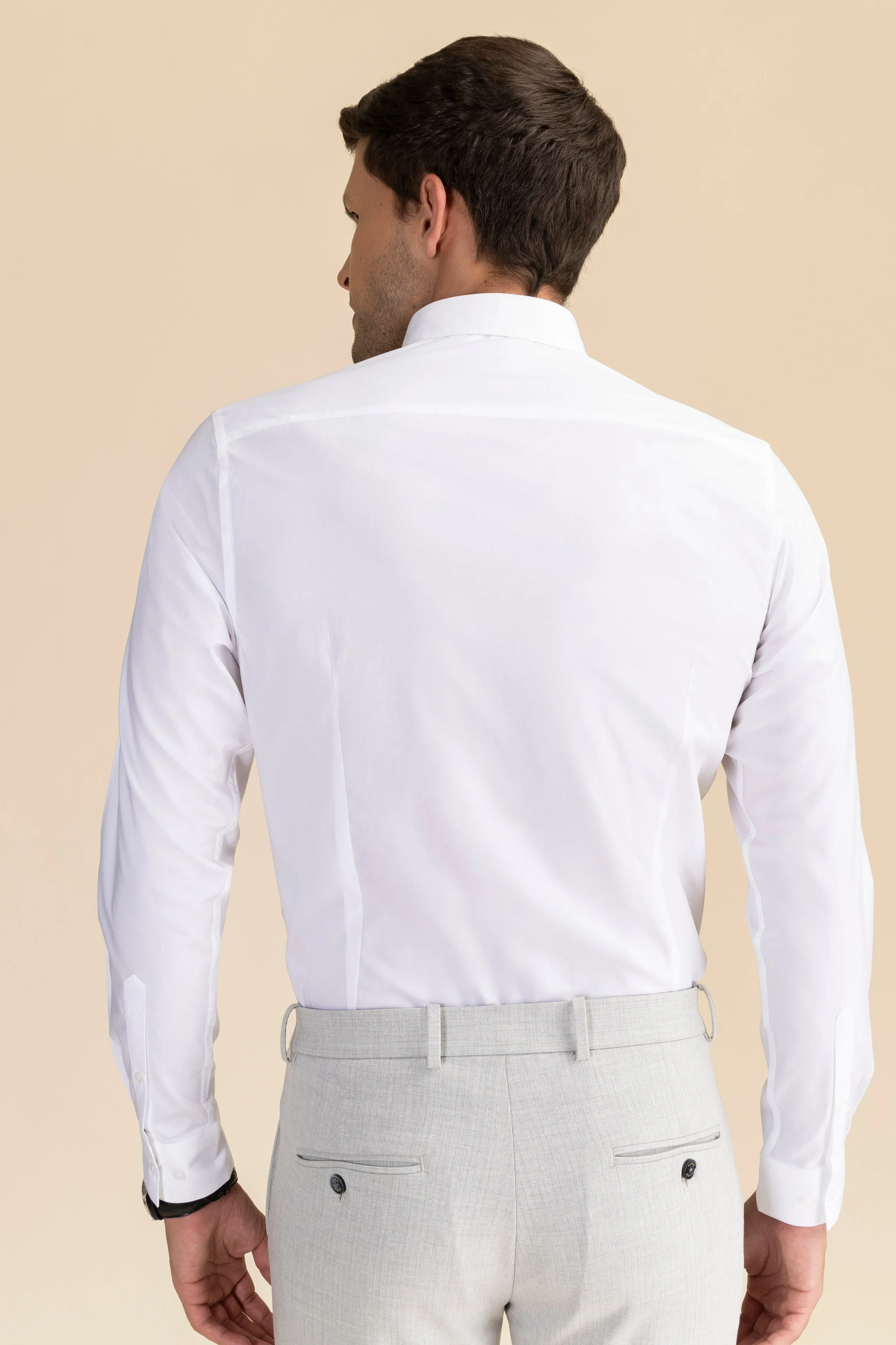 White Poplin Solid Shirt