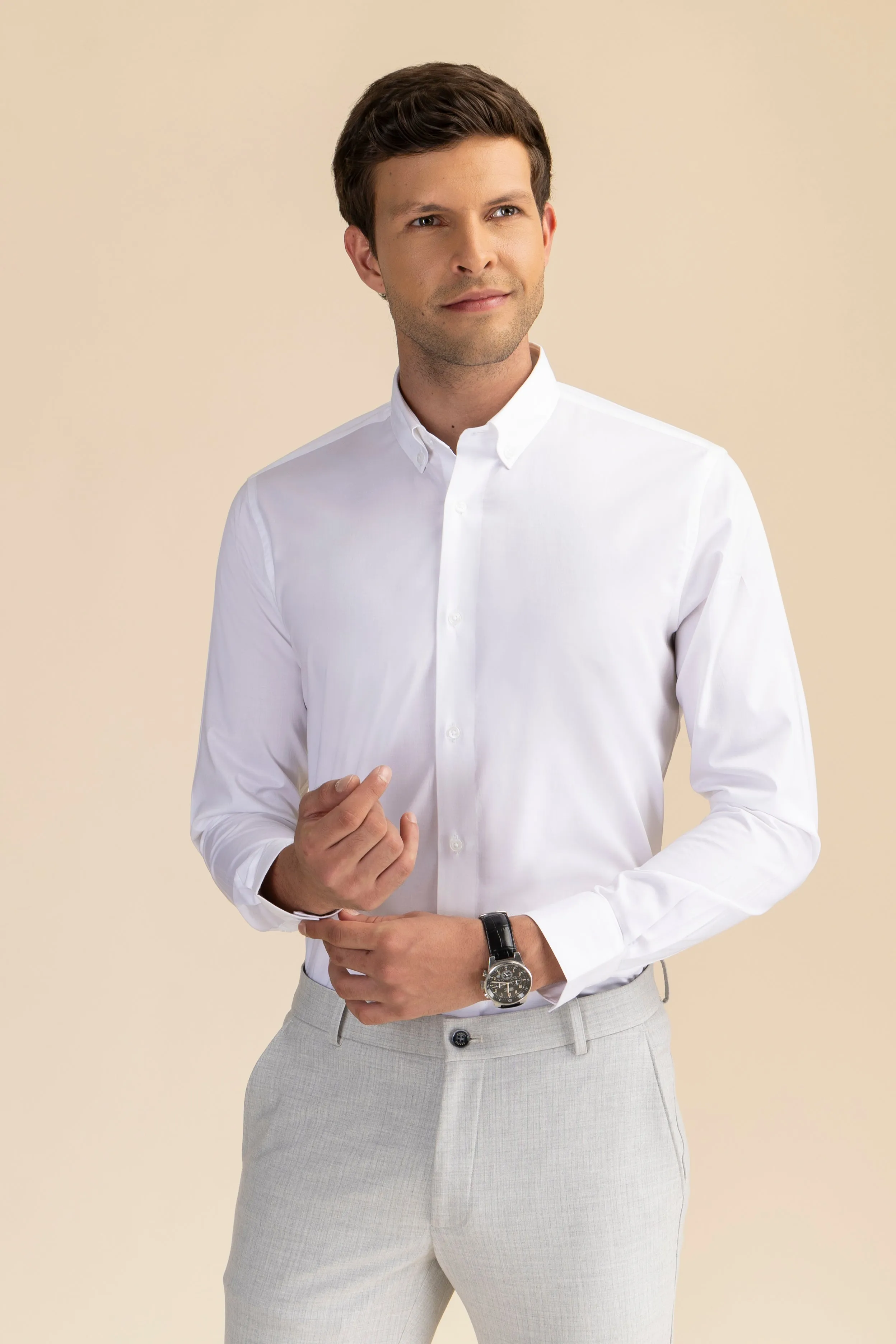 White Poplin Solid Shirt