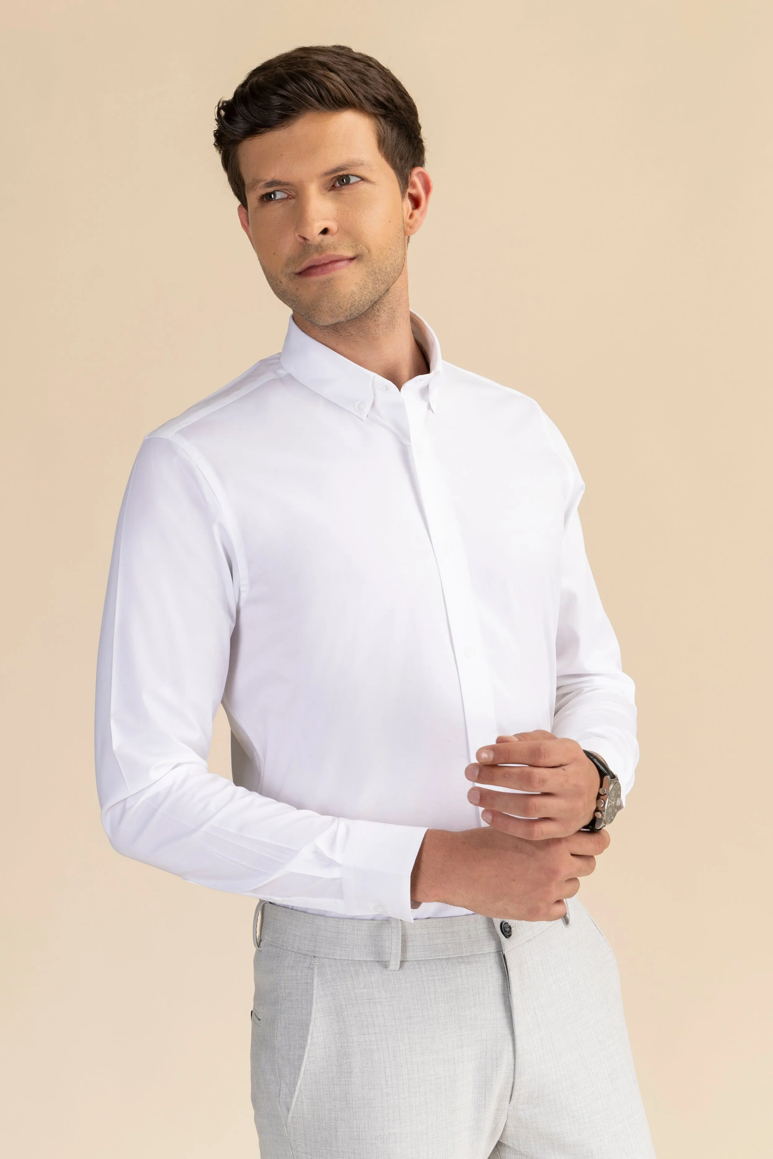 White Poplin Solid Shirt