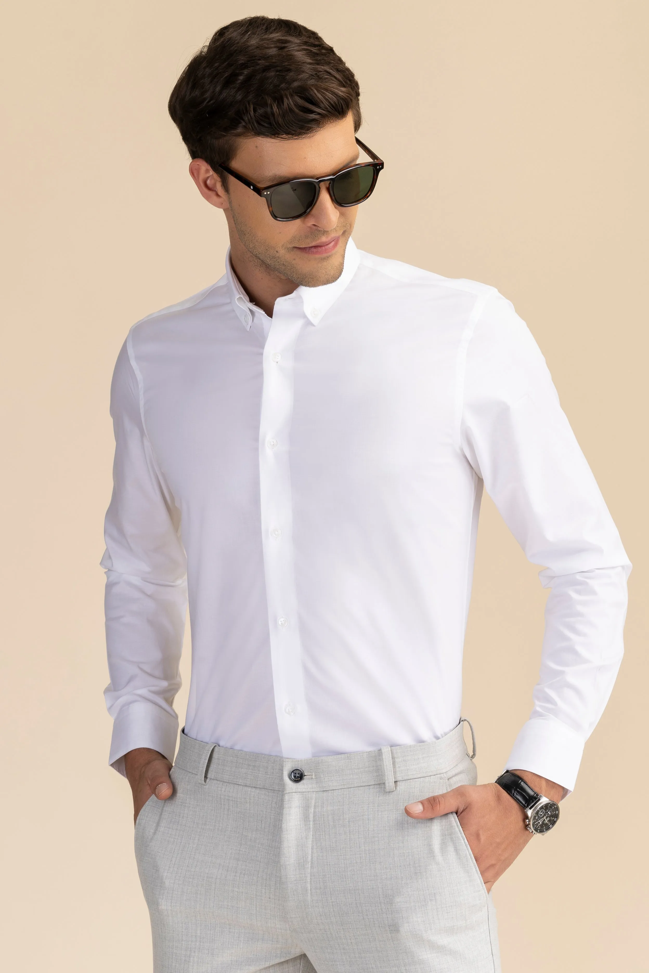 White Poplin Solid Shirt