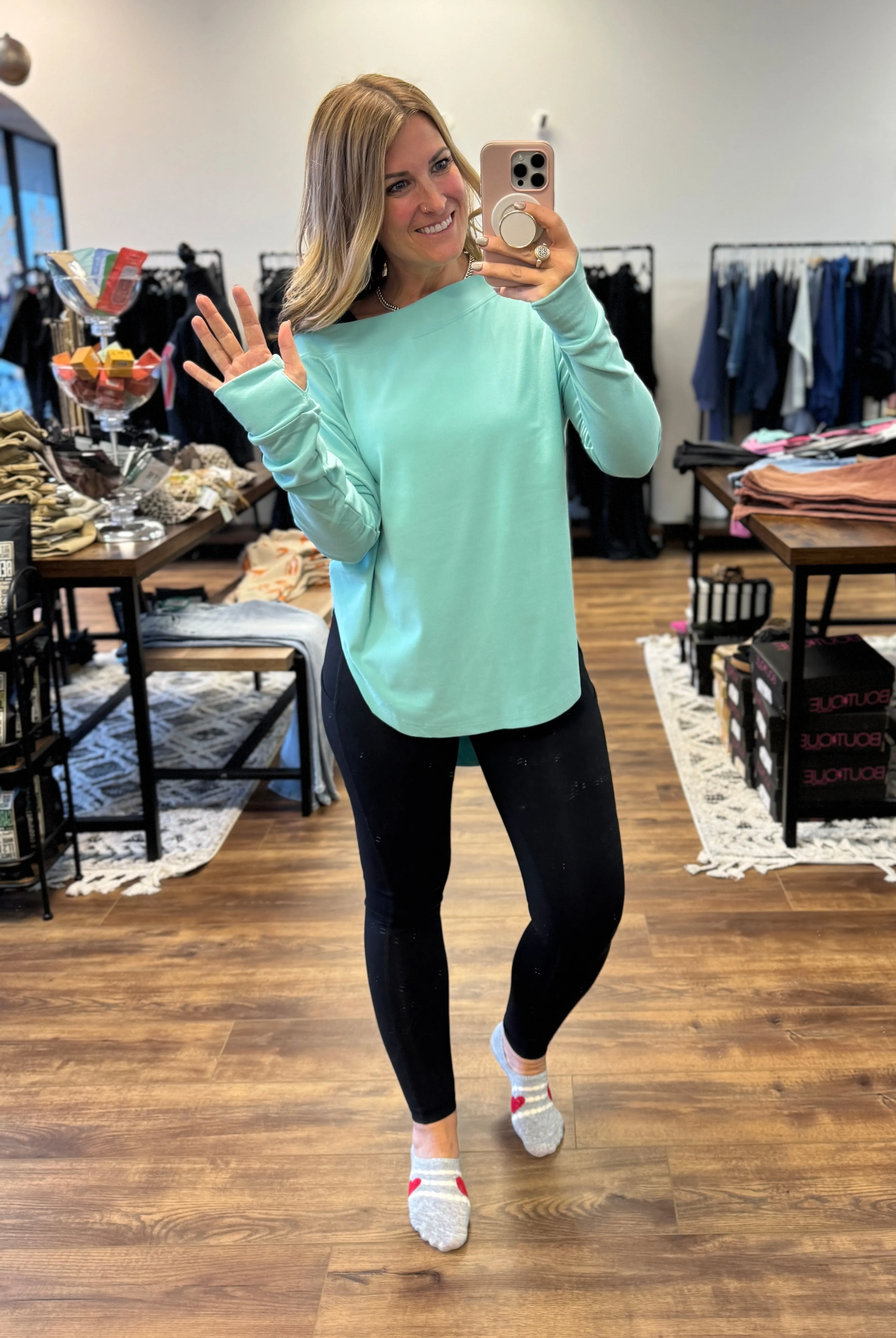 Zoey Athleisure Top - Aqua