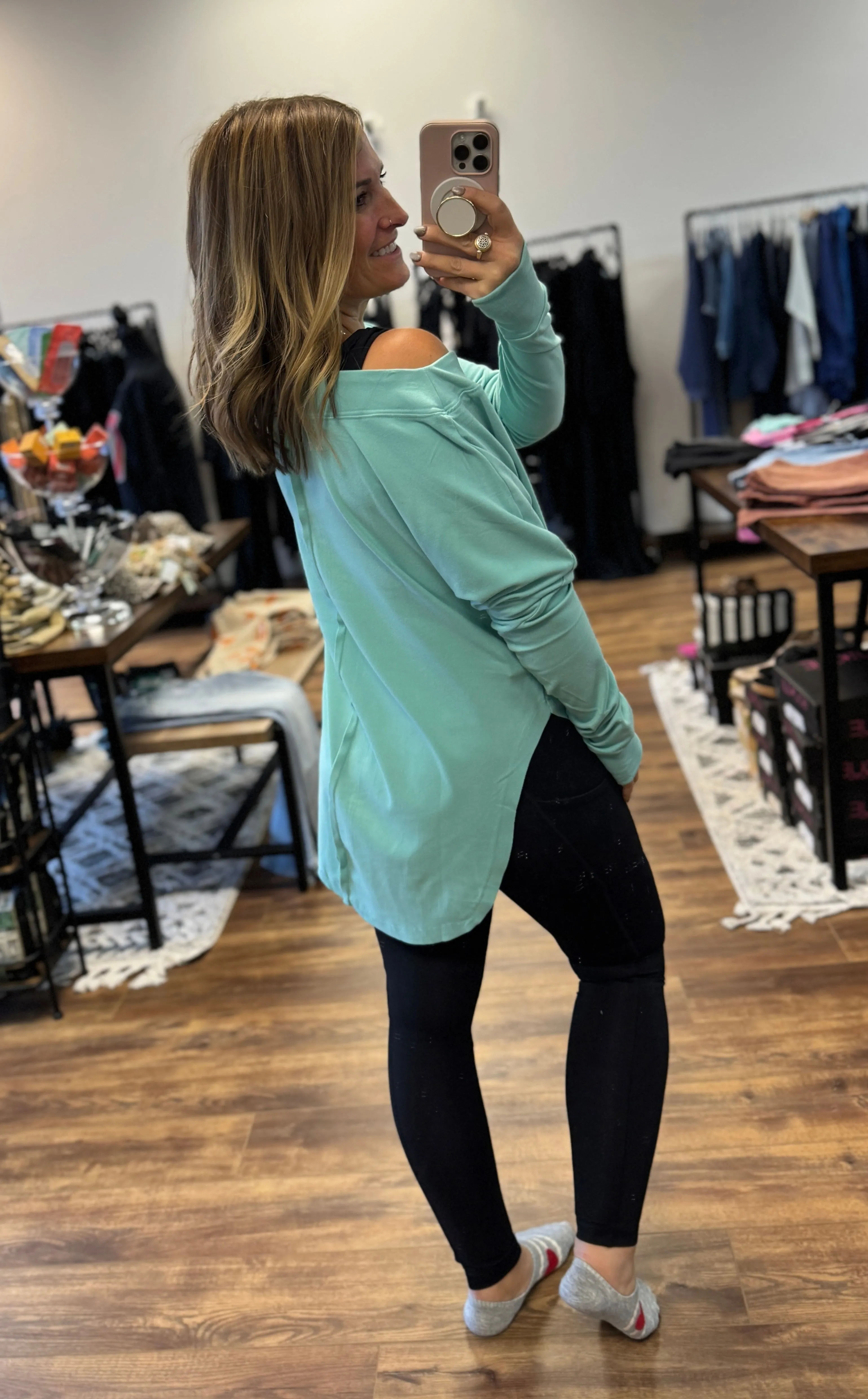 Zoey Athleisure Top - Aqua